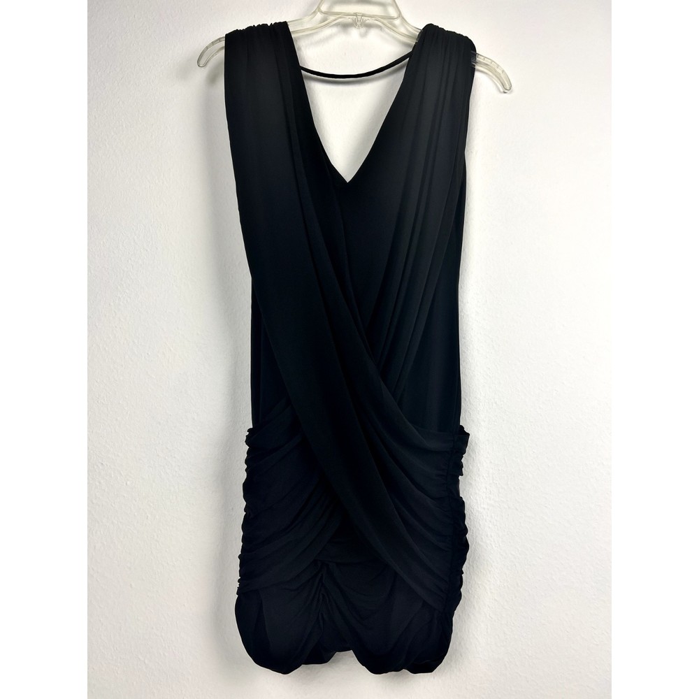 BCBG Max Azria Women’s Dress Alondra Black XS Ruched Gathered Drape Nice